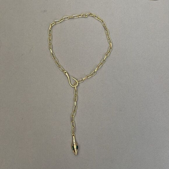 Gold Snake Pendant Necklace A1245 - Picture 3 of 4
